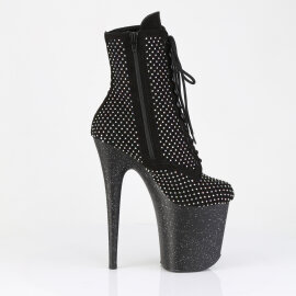 Pleaser FLAMINGO-1020RM Plateau Stiefeletten Kunstleder Strass Mesh Schwarz EU-35 / US-5