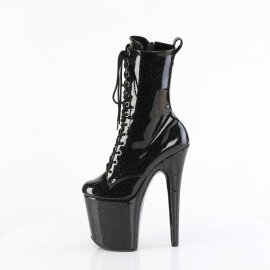 Pleaser FLAMINGO-1040GP Plateau Stiefeletten Lack Glitter Schwarz EU-37 / US-7
