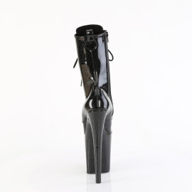 Pleaser FLAMINGO-1040GP Plateau Stiefeletten Lack Glitter Schwarz EU-37 / US-7