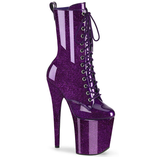 Pleaser FLAMINGO-1040GP Plateau Stiefeletten Lack Glitter Funkles Lila EU-35 / US-5