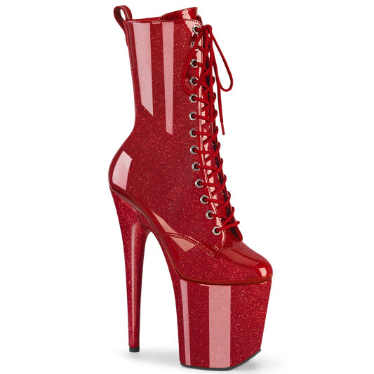 Pleaser FLAMINGO-1040GP Plateau Stiefeletten Lack Glitter Rot EU-35 / US-5