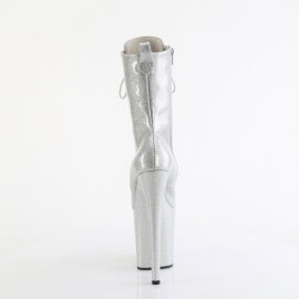 Pleaser FLAMINGO-1040GP Plateau Stiefeletten Lack Glitter Silber EU-35 / US-5