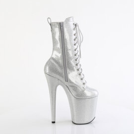 Pleaser FLAMINGO-1040GP Plateau Stiefeletten Lack Glitter Silber EU-35 / US-5