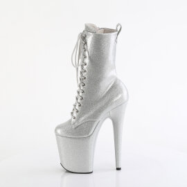 Pleaser FLAMINGO-1040GP Plateau Stiefeletten Lack Glitter Silber EU-37 / US-7