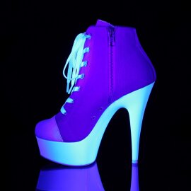 Pleaser Stiefelette DELIGHT-600SK-02 Pink Neon-Weiß EU-37 / US-7