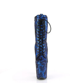 Pleaser FLAMINGO-1040SPF Plateau Stiefeletten Stoff Metallic Snakeprint Blau EU-35 / US-5