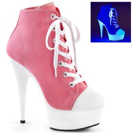 Pleaser Stiefelette DELIGHT-600SK-02 Pink Neon-Weiß...
