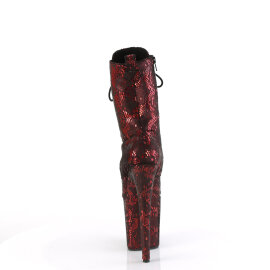 Pleaser FLAMINGO-1040SPF Plateau Stiefeletten Stoff Metallic Snakeprint Rot EU-36 / US-6