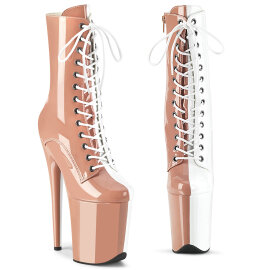 Pleaser FLAMINGO-1040TT Plateau Stiefeletten Lack Beige...