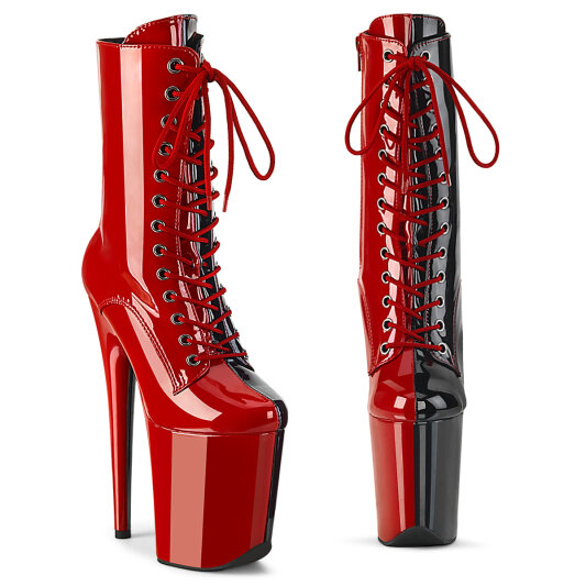 Pleaser FLAMINGO-1040TT Plateau Stiefeletten Lack Schwarz Rot EU-37 / US-7