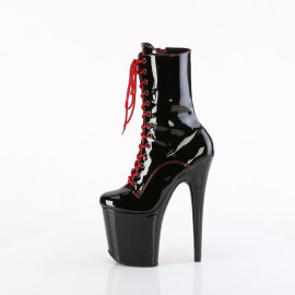Pleaser FLAMINGO-1040TT Plateau Stiefeletten Lack Schwarz Rot EU-37 / US-7