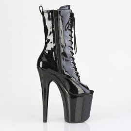 Pleaser FLAMINGO-1041GP Plateau Stiefeletten Lack Glitter Schwarz EU-35 / US-5