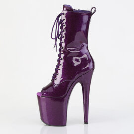Pleaser FLAMINGO-1041GP Plateau Stiefeletten Lack Glitter Dunkles Lila EU-35 / US-5
