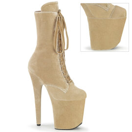 Pleaser FLAMINGO-1045VEL Plateau Stiefeletten Samt Beige...