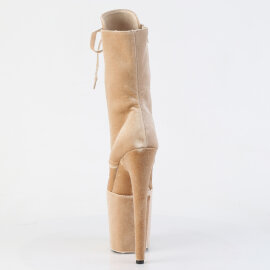 Pleaser FLAMINGO-1045VEL Plateau Stiefeletten Samt Beige EU-35 / US-5