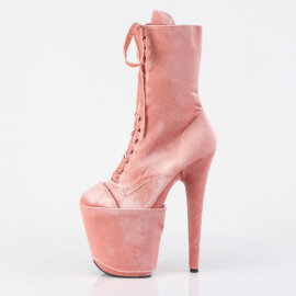 Pleaser FLAMINGO-1045VEL Plateau Stiefeletten Samt Pink EU-38 / US-8