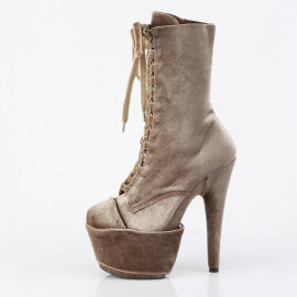 Pleaser FLAMINGO-1045VEL Plateau Stiefeletten Samt Khaki EU-36 / US-6
