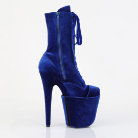 Pleaser FLAMINGO-1045VEL Plateau Stiefeletten Samt Blau EU-36 / US-6