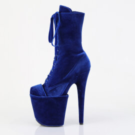 Pleaser FLAMINGO-1045VEL Plateau Stiefeletten Samt Blau EU-37 / US-7