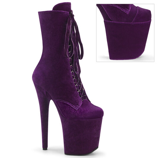 Pleaser FLAMINGO-1045VEL Plateau Stiefeletten Samt Lila EU-35 / US-5