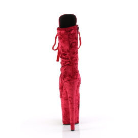 Pleaser FLAMINGO-1045VEL Plateau Stiefeletten Samt Rot EU-42 / US-12