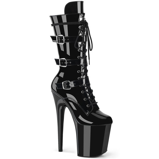 Pleaser FLAMINGO-1053 Plateau Stiefeletten Lack Schwarz EU-35 / US-5