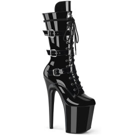 Pleaser FLAMINGO-1053 Plateau Stiefeletten Lack Schwarz...