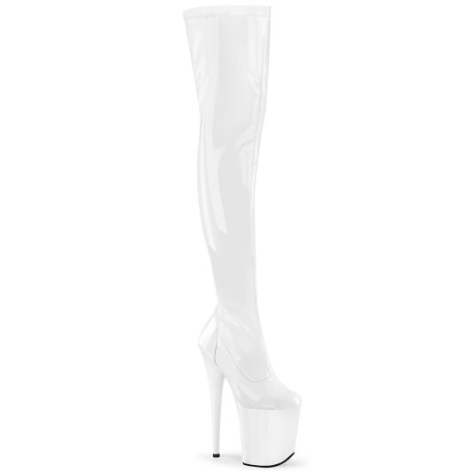 Pleaser FLAMINGO-3000 Plateau Overknee Stiefel Lack Weiß EU-38 / US-8