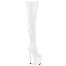 Pleaser FLAMINGO-3000 Plateau Overknee Stiefel Lack Weiß EU-35 / US-5