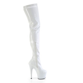 Pleaser FLAMINGO-3000 Plateau Overknee Stiefel Lack Weiß EU-35 / US-5