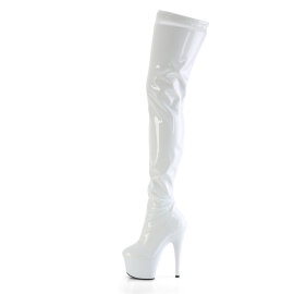 Pleaser FLAMINGO-3000 Plateau Overknee Stiefel Lack Weiß EU-36 / US-6
