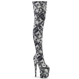 Pleaser FLAMINGO-3000DP Plateau Overknee Stiefel Stoff...