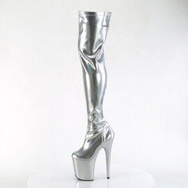 Pleaser FLAMINGO-3000HWR Plateau Overknee Stiefel Holograma Silber EU-41 / US-11