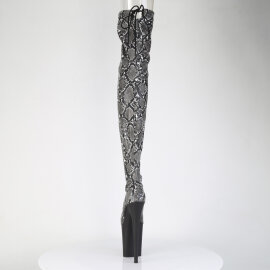 Pleaser FLAMINGO-3008SP-BT Plateau Overknee Stiefel Snakeprint Schwarz Weiß EU-38 / US-8