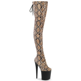 Pleaser FLAMINGO-3008SP-BT Plateau Overknee Stiefel Snakeprint Braun EU-35 / US-5