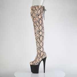 Pleaser FLAMINGO-3008SP-BT Plateau Overknee Stiefel Snakeprint Braun EU-35 / US-5