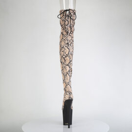 Pleaser FLAMINGO-3008SP-BT Plateau Overknee Stiefel Snakeprint Braun EU-35 / US-5