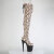 Pleaser FLAMINGO-3008SP-BT Plateau Overknee Stiefel Snakeprint Braun EU-35 / US-5