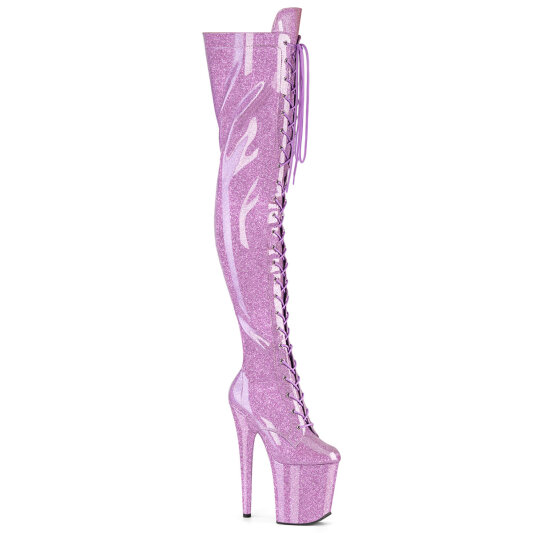 Pleaser FLAMINGO-3020GP Plateau Overknee Stiefel Lack Glitter Lila EU-36 / US-6