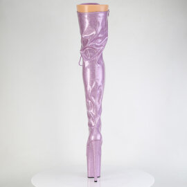 Pleaser FLAMINGO-3020GP Plateau Overknee Stiefel Lack Glitter Lila EU-36 / US-6