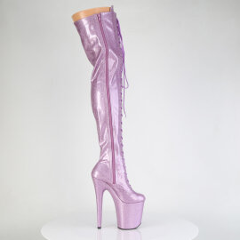 Pleaser FLAMINGO-3020GP Plateau Overknee Stiefel Lack Glitter Lila EU-36 / US-6