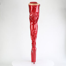 Pleaser FLAMINGO-3020GP Plateau Overknee Stiefel Lack Glitter Rot EU-35 / US-5