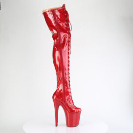 Pleaser FLAMINGO-3020GP Plateau Overknee Stiefel Lack Glitter Rot EU-35 / US-5