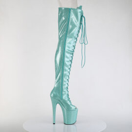 Pleaser FLAMINGO-3021GP Plateau Overknee Stiefel Lack Glitter Türkis EU-35 / US-5