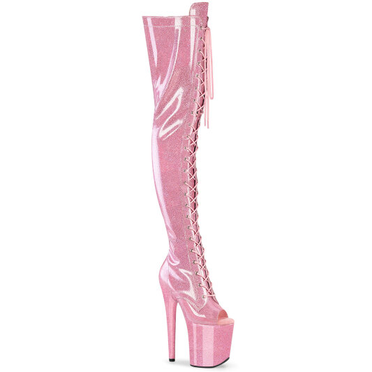 Pleaser FLAMINGO-3021GP Plateau Overknee Stiefel Lack Pink EU-35 / US-5