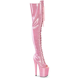 Pleaser FLAMINGO-3021GP Plateau Overknee Stiefel Lack Pink EU-35 / US-5