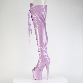 Pleaser FLAMINGO-3021GP Plateau Overknee Stiefel Lack Glitter Lila EU-35 / US-5