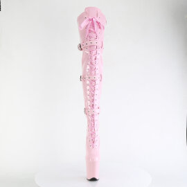 Pleaser FLAMINGO-3028 Plateau Overknee Stiefel Lack Pink EU-37 / US-7