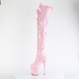 Pleaser FLAMINGO-3028 Plateau Overknee Stiefel Lack Pink EU-37 / US-7