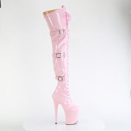 Pleaser FLAMINGO-3028 Plateau Overknee Stiefel Lack Pink EU-37 / US-7